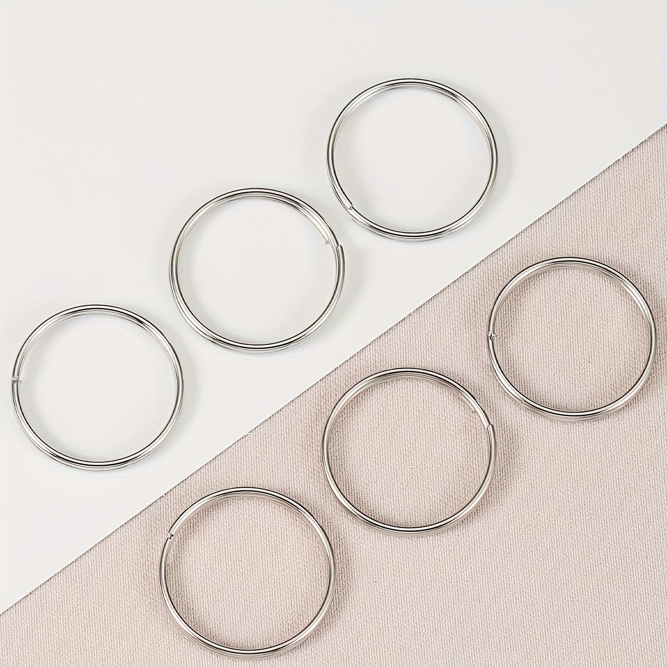 50pcs Metal Keyring Blank Circle DIY Keychain Jewelry Making 6 20mm