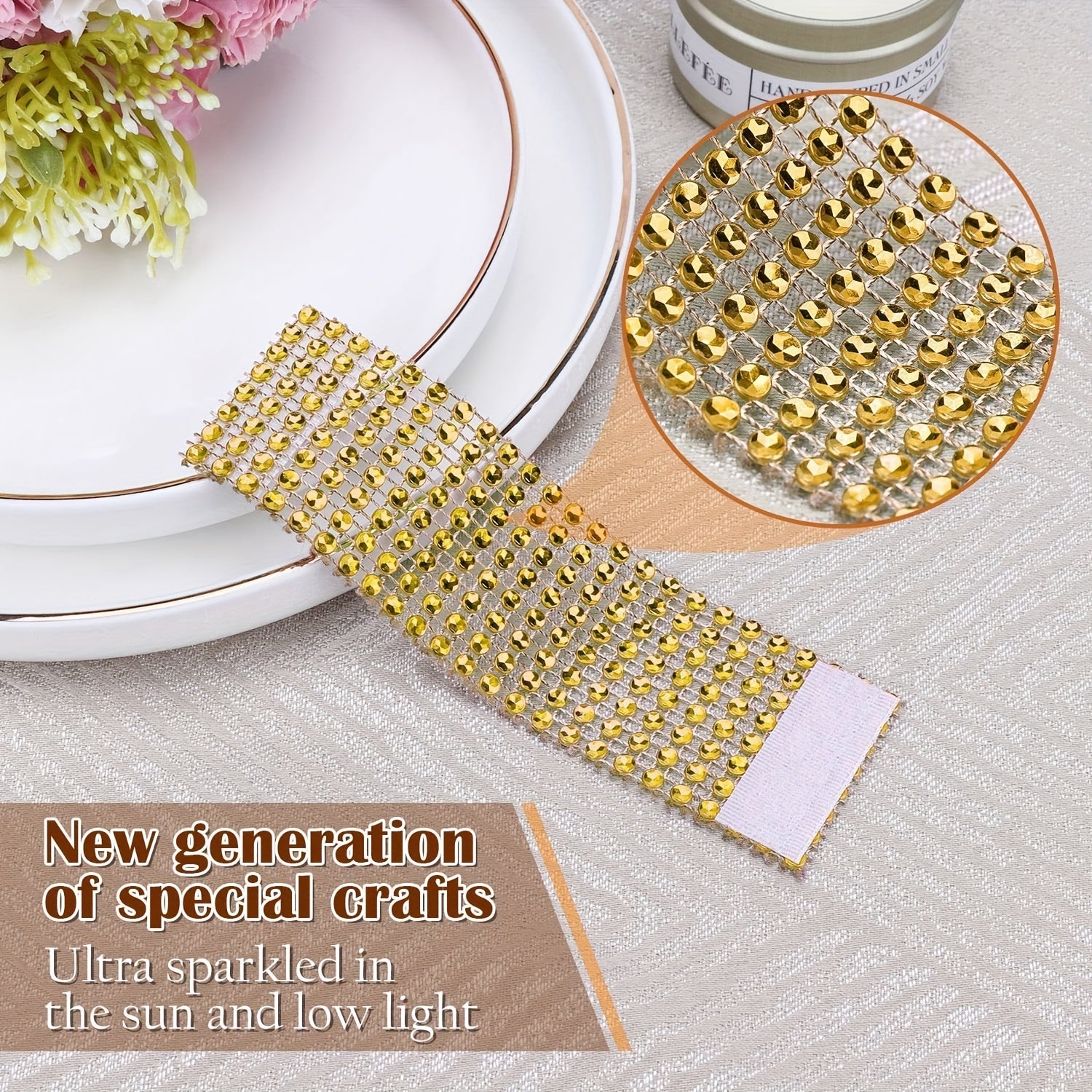 6pcs Rhinestone Napkin Rings for Parties, Weddings, and Gatherings