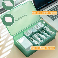 Plastic Cable Management Box with Wire Ties & Stickers