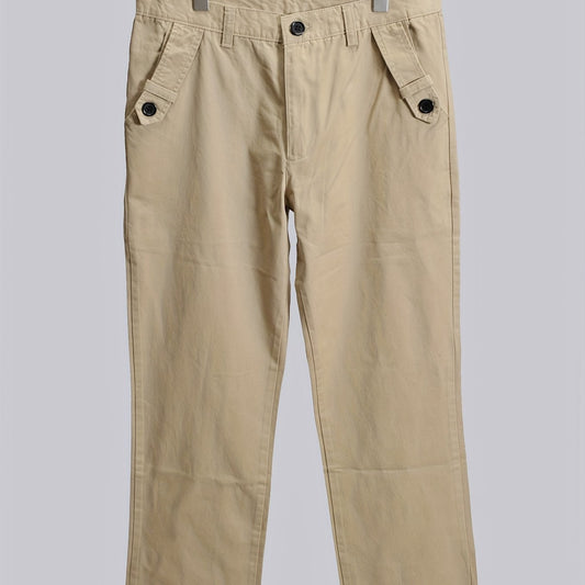 Men's Casual Trousers Streamer Buttons Decorative Pockets Business Pants