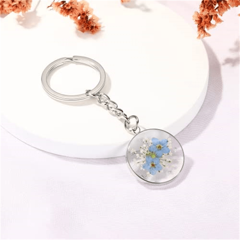 Irregular Dried Flower Keychains Women Bag Pendant Keyrings Car Keyholder