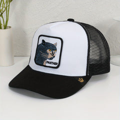 Lion Embroidery Patch Trucker Hat Lightweight Breathable Hip Hop Sun Cap