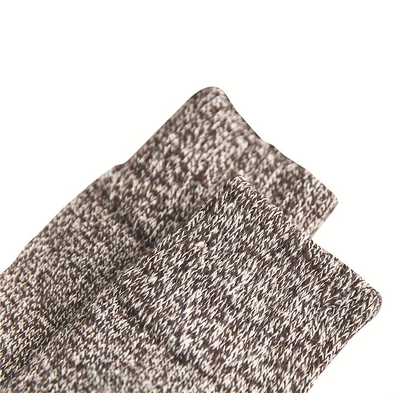 5 Pairs Men's Thick Wide Crew Socks for Spring Autumn