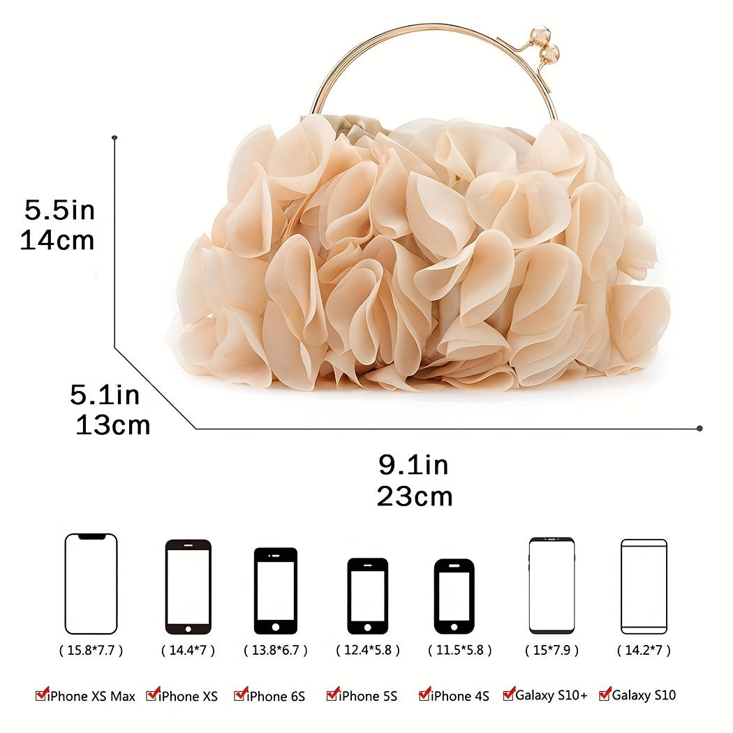 Satin Flower Evening Bag Wedding Party Prom Handbags