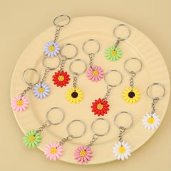 14pcs Flower Charm Keychain PVC Sun Flower Pendant Mother's Gift