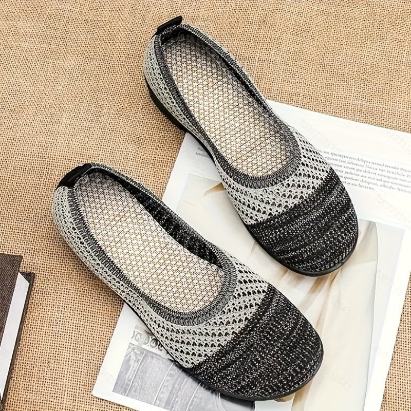 Women's Knit Flat Shoes Comfortable Slip On Casual Driving Flats