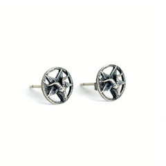 Vintage Gothic Satan Sheep Head Star Stud Earrings