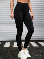High Waist Yoga Leggings with Hip Pleats Stretchy Workout Pants