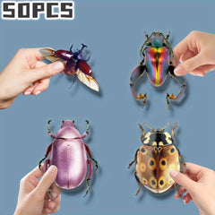 50pcs Insect Themed Transparent Stickers for Party & Home Decor