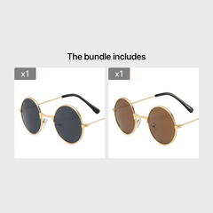 Boys Vintage Round Frame Sunglasses Lightweight Metal Sunglasses