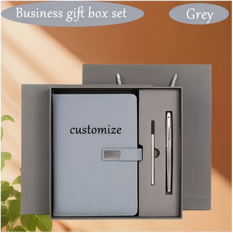 Red Business Stationery Gift Set with Personalized Notebook & Metal Pen