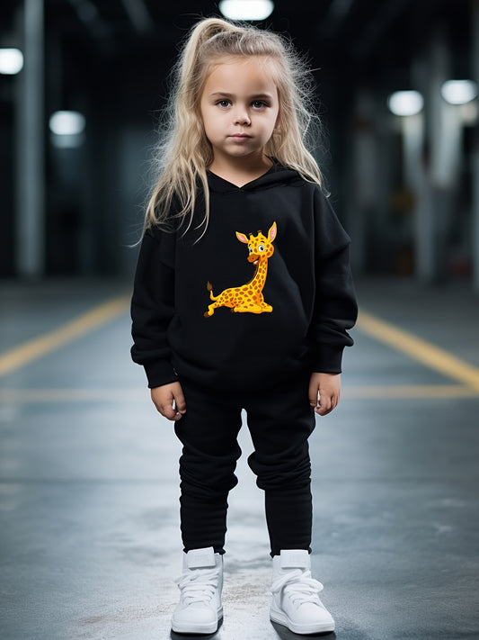 OERYUI Giraffe Print Hoodies Pants Set For Kids Spring Fall Sports Gift