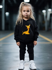 OERYUI Giraffe Print Hoodies Pants Set For Kids Spring Fall Sports Gift