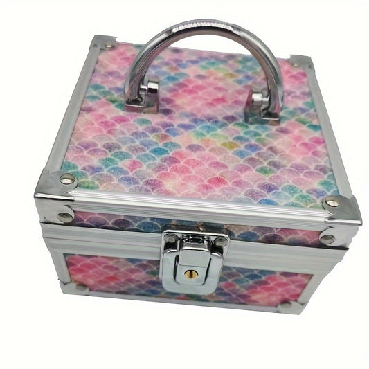 Travel Jewelry Box Aluminum Cosmetic Storage Box Makeup Organizer with Mirror