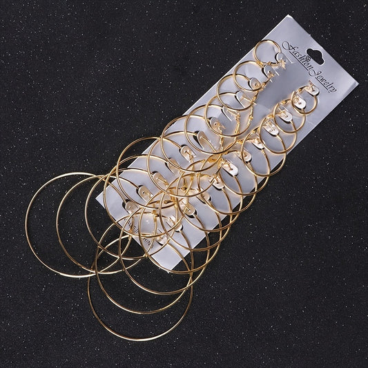 Hoop Earrings 12 Pairs Set Exaggerate Accessories For Women Girls Gift