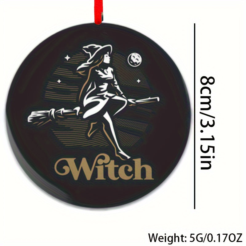 Halloween Witch Christmas Tree Acrylic Pendant DIY Holiday Blessing
