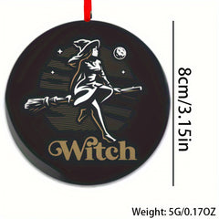Halloween Witch Christmas Tree Acrylic Pendant DIY Holiday Blessing