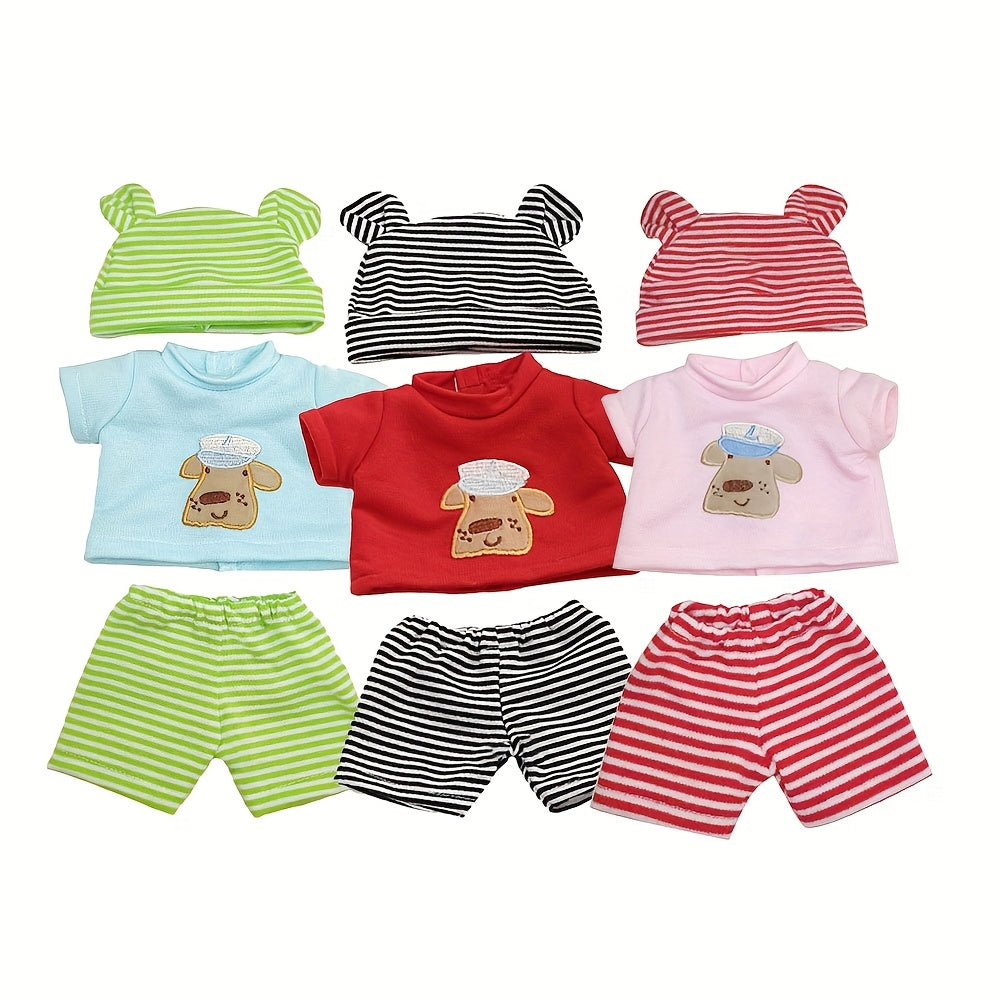 3pcs Clothes Set for 10-14 inch Dolls, Fits 28" Dolls, Polyester Material