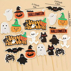 22Pcs Halloween Cupcake Toppers Set for Spooky Dessert Decorating