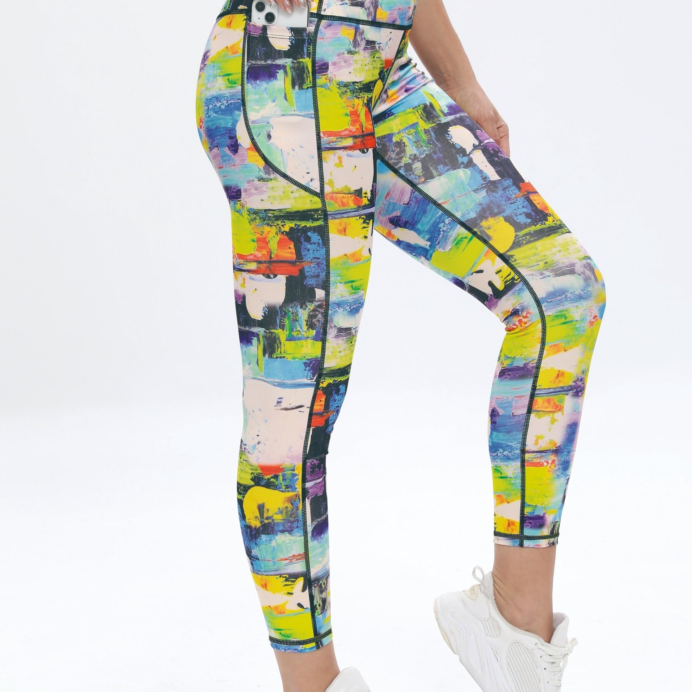 Women's All Over Print High Waist Yoga Pants with Pocket