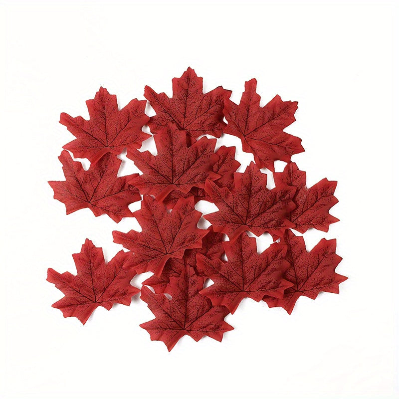 50pcs Artificial Maple Leaves for Fall Decorations Thanksgiving Weddings Parties