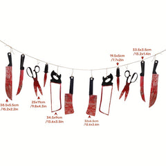 Halloween Banner Set Bloody Backdrop Garland Ghost Party Horror