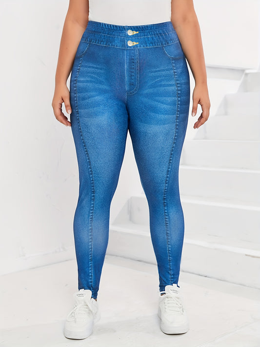  Denim Print Skinny Leggings