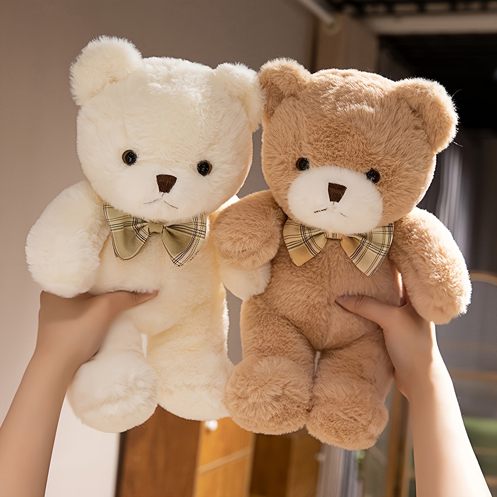 2pcs Teddy Bear Plush Toy with Bow Soft Bear Gift