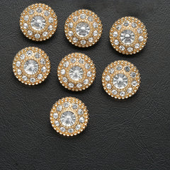 7 Pack Alloy Rhinestone Round Buttons for DIY Crafts and Clothing