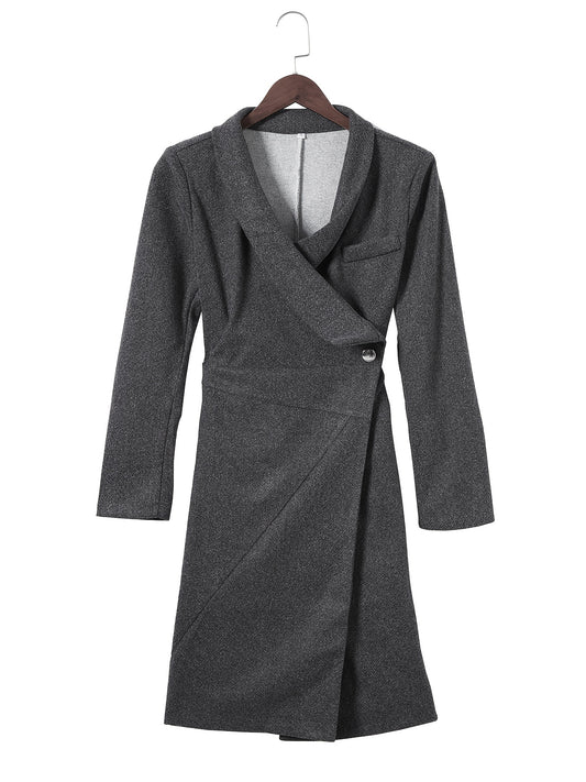 Solid V Neck Wrap Coat Fall Winter Jacket Women's Clothing