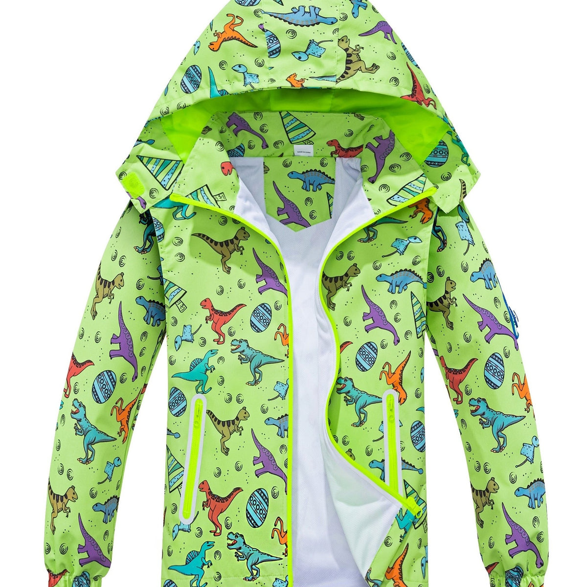 Boys Dinosaur Raincoat Jacket with Removable Hood