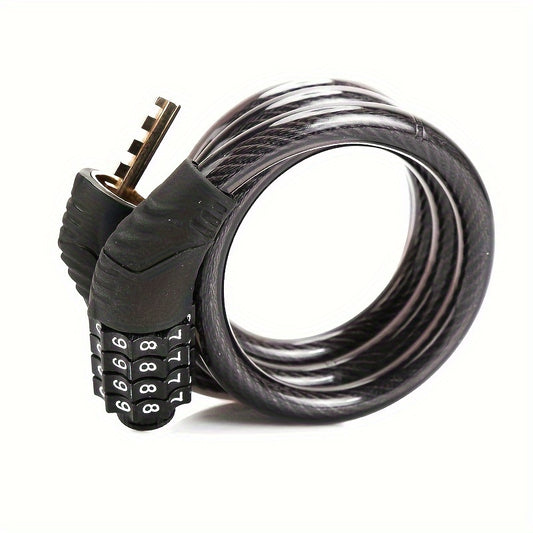 Mountain Bike 4-Digit Combo Lock Steel Wire Chain Cycling Equipment