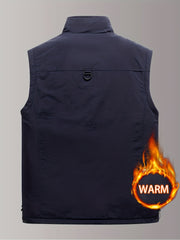 Men's Thermal Tactical Vest With Pockets Zip Up Jacket
