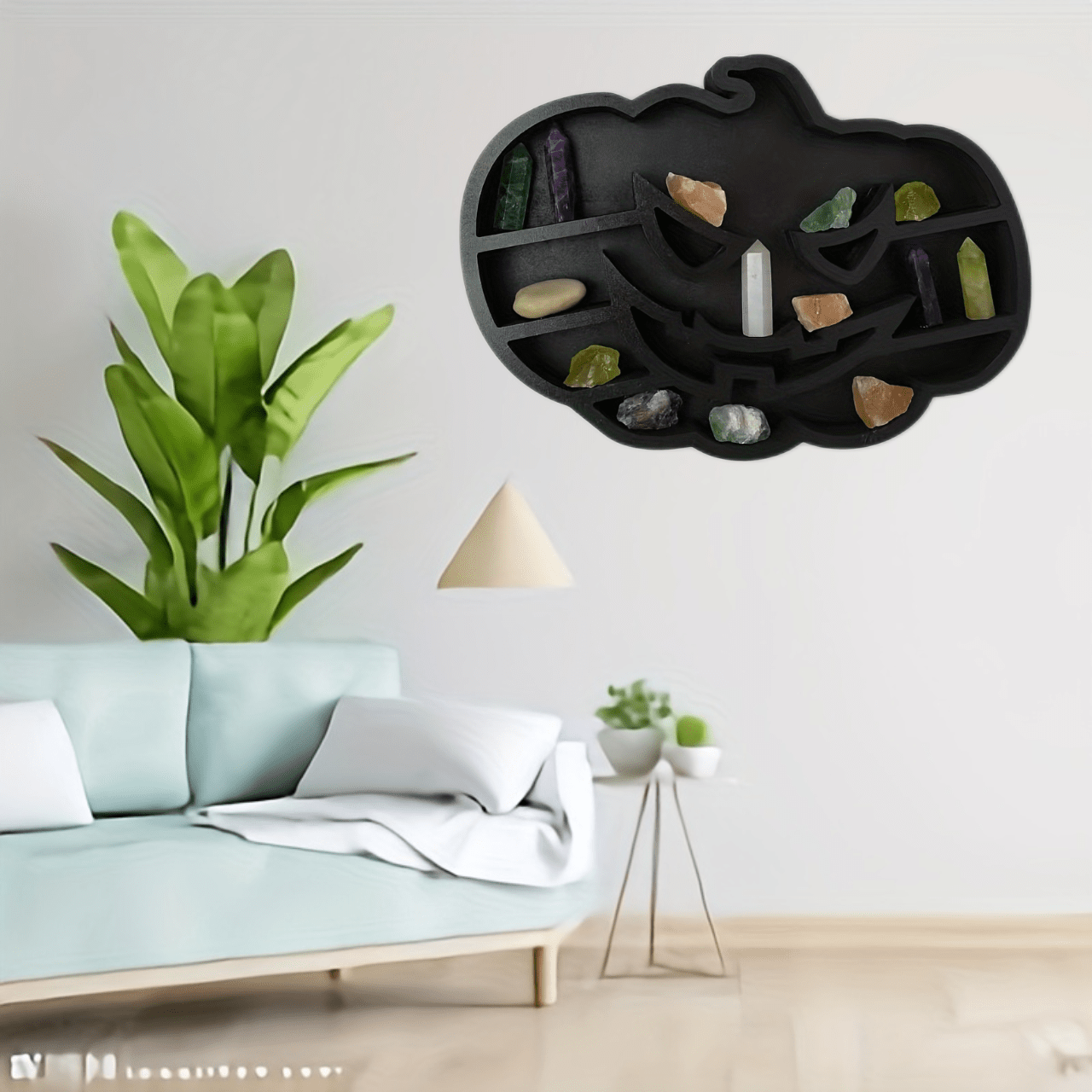 Funny Pumpkin Crystal Holder Wall Mounted Storage Rack