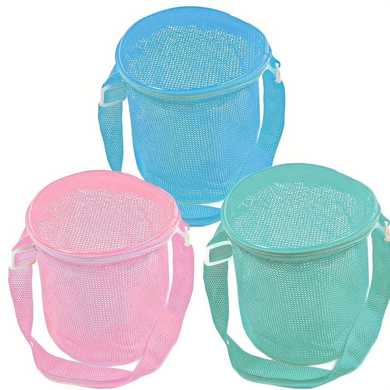 FFYUANFS Large Mesh Seashell & Sand Toys Beach Bag with Strap