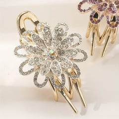 Vintage Flower Rhinestone Hair Claw Clip for Women Girls
