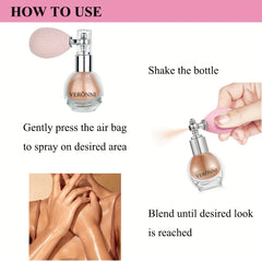 4 Colors Body Glitter Highlighter Powder Spray High Gloss Shimmer