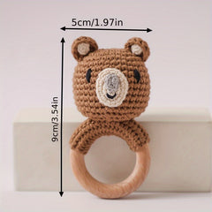 Brown Bear Baby Rattle Plush Stuffed Animal