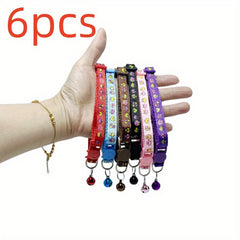6pcs Cat Collar Set Safety Quick Release With Bells Perfect Pet Accessories