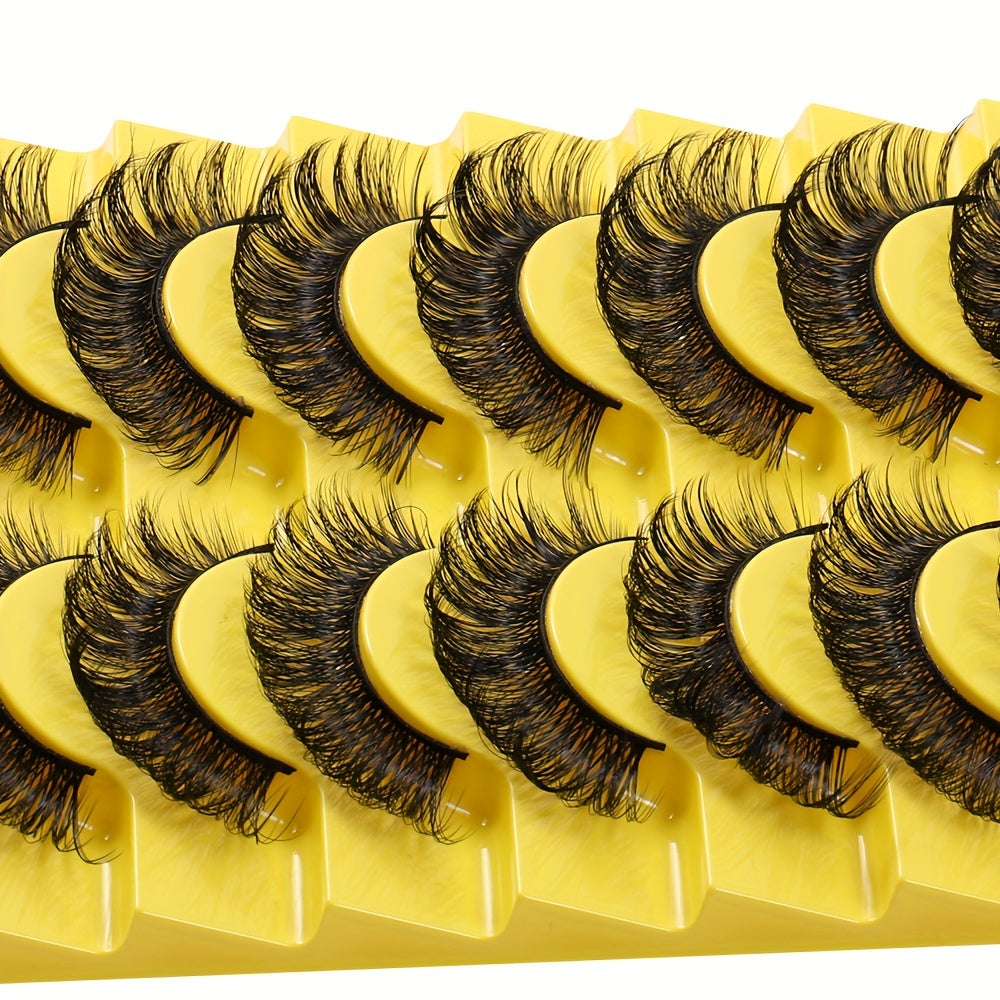 10 Pairs Fluffy False Eyelashes for Daily Party Wear