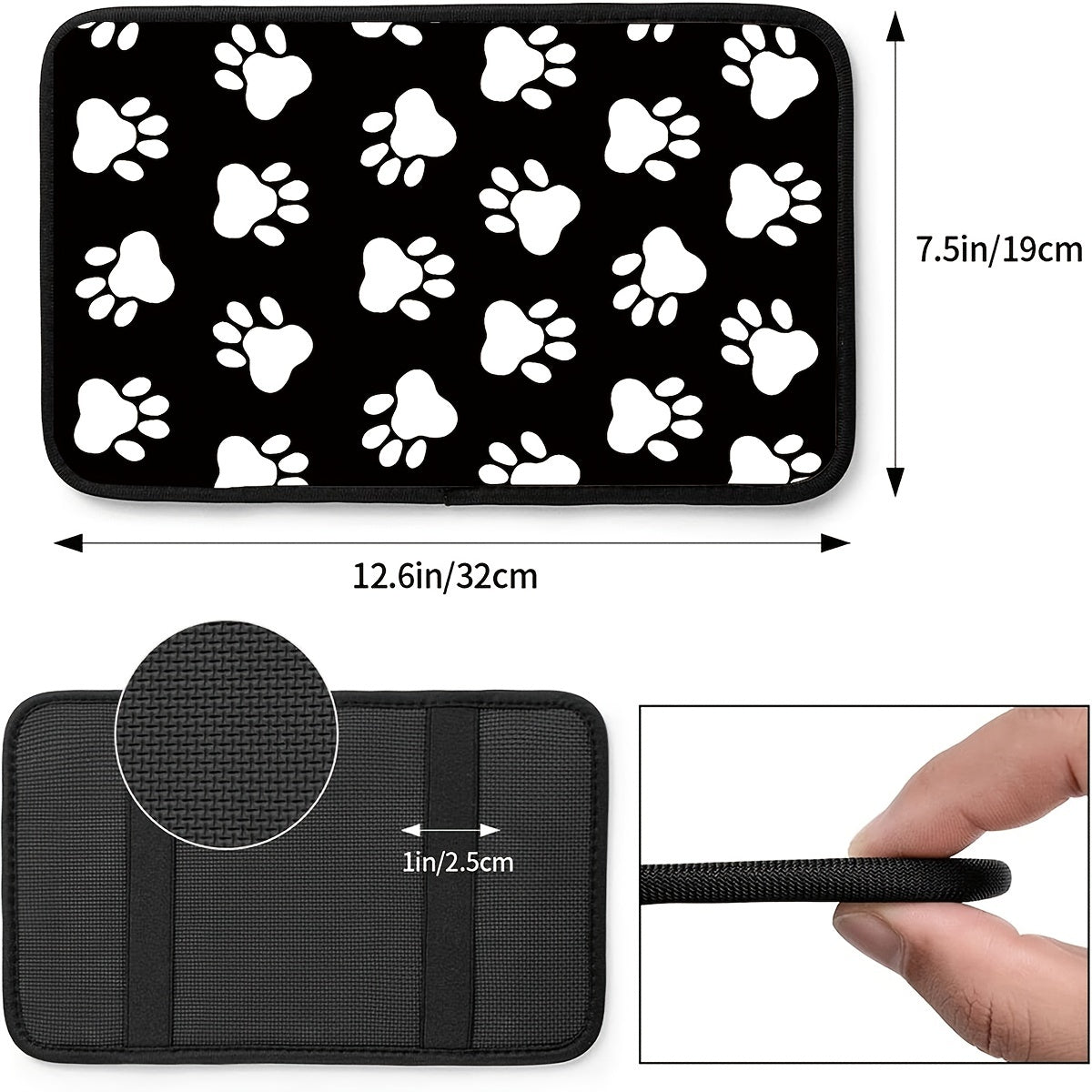 Dog Paw Print Armrest Box Pad Auto Center Console Armrest Protector Cover