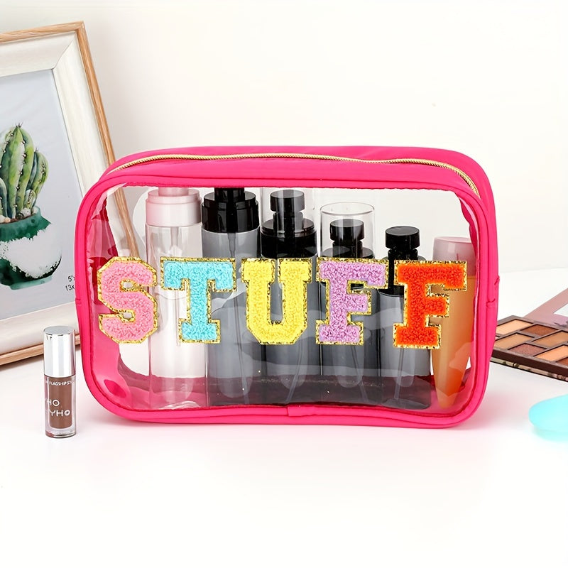 Plush Letter Pattern Zipper Makeup Bag
