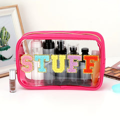 Plush Letter Pattern Zipper Makeup Bag