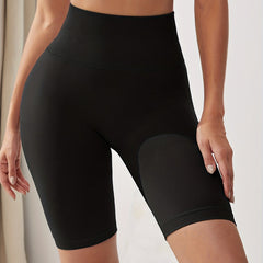 Solid High Waist Seamless Yoga Shorts for Women