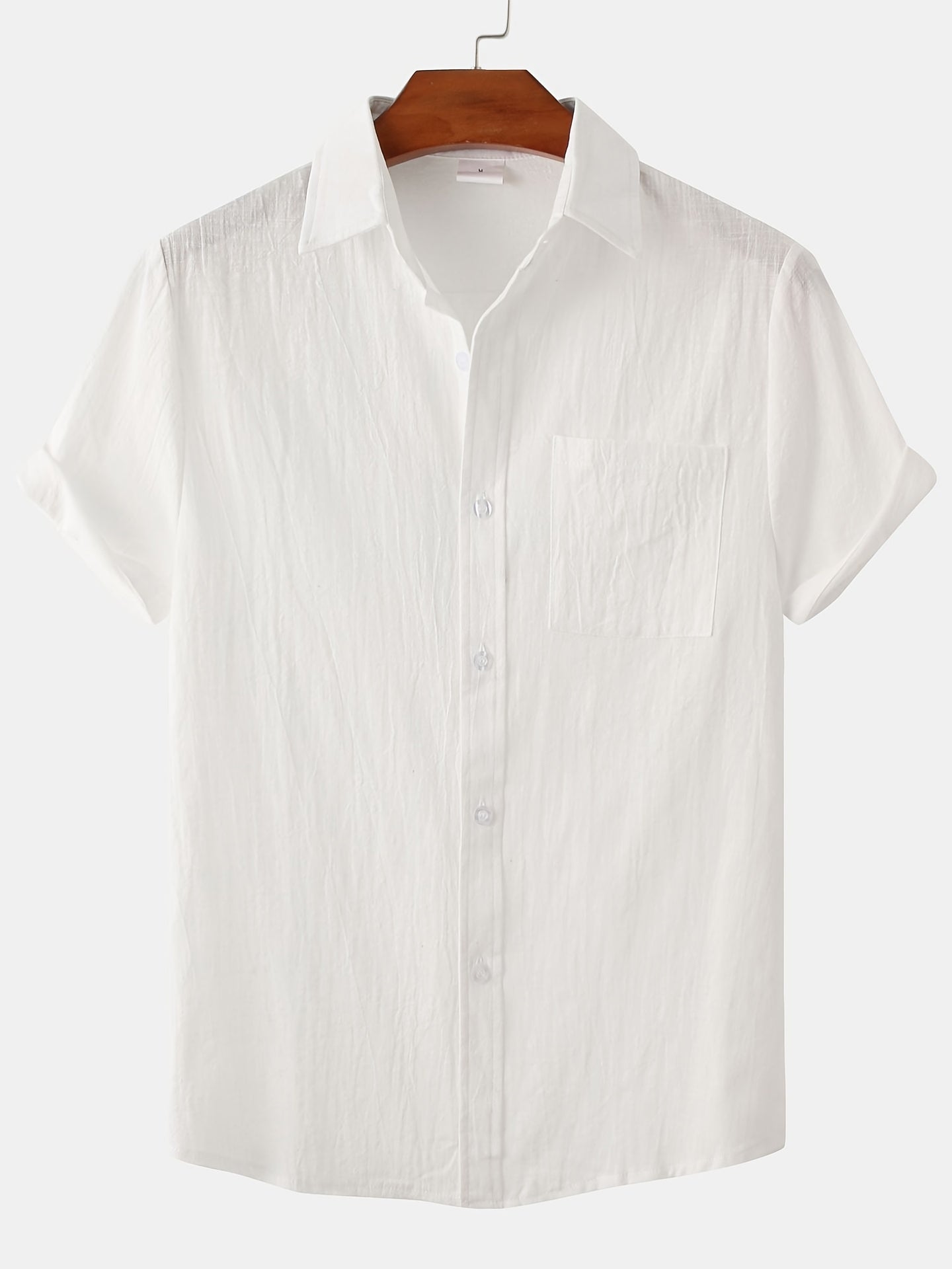 Chinese Style Men's Cotton Linen Shirt Short Sleeve Button