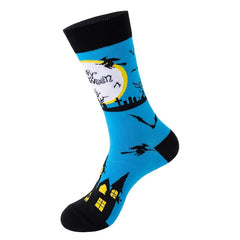 Halloween Cartoon Cotton Mid-calf Socks for Men and Women