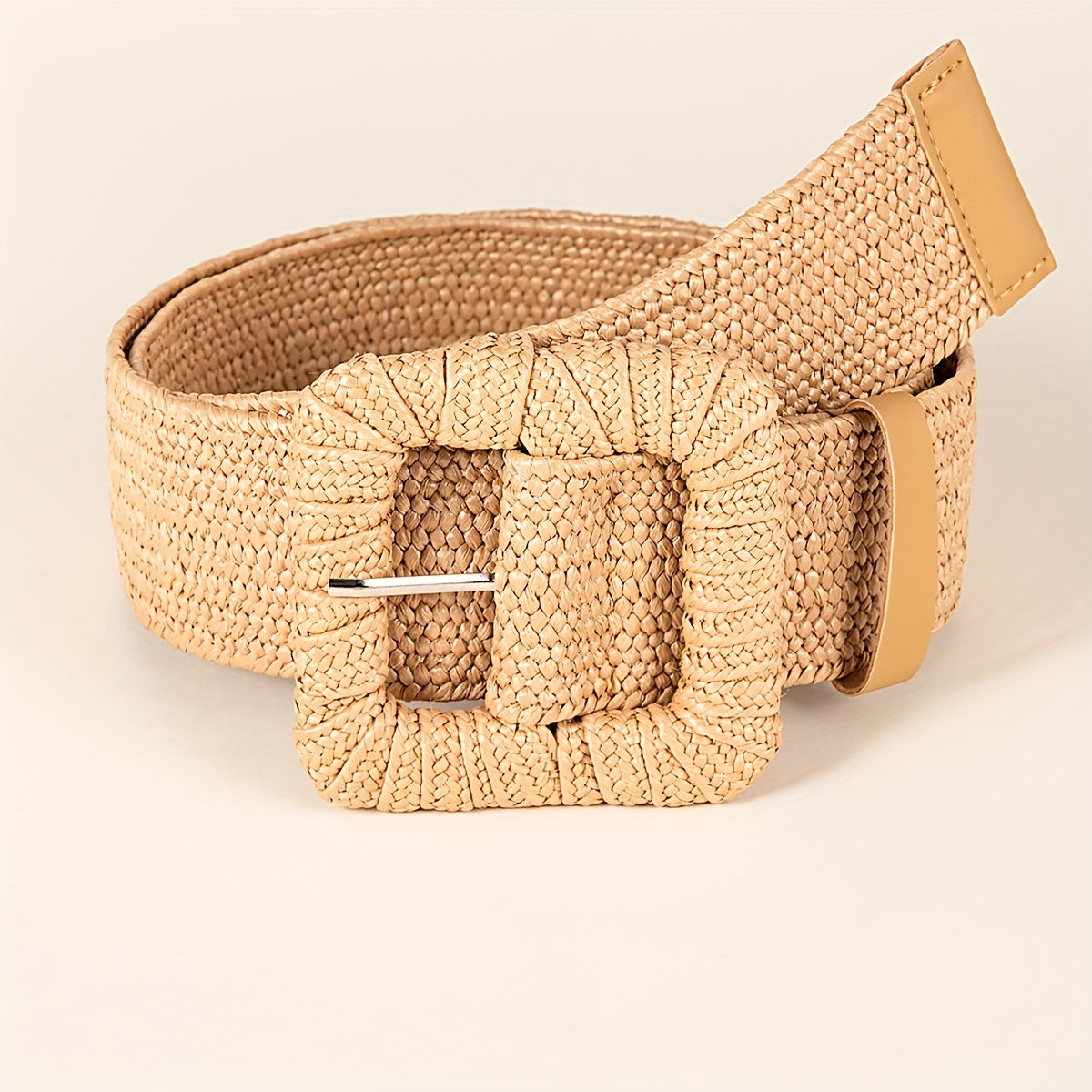 Bohemian Woven Belt Square Buckle Elastic Waist Belt