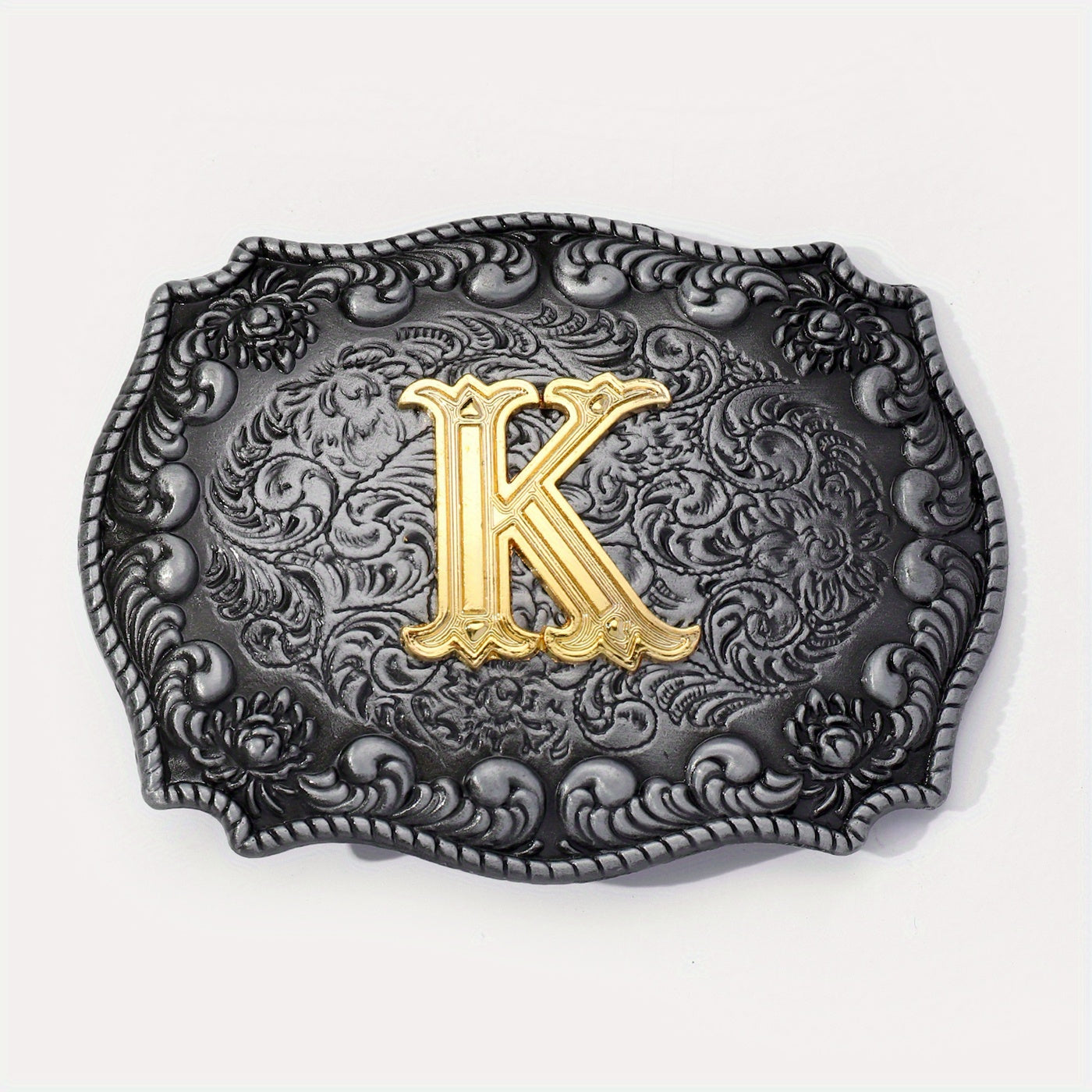Vintage Gothic Floral Engraved Western Belt Buckle