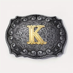 Vintage Gothic Floral Engraved Western Belt Buckle