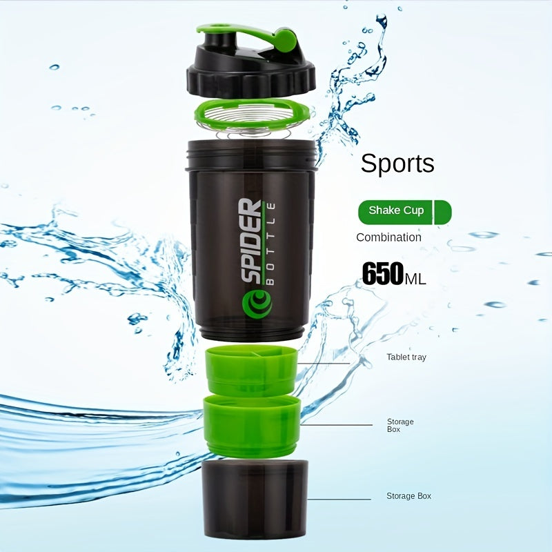 Protein Shaker Bottle 3 Layers Large Capacity Outdoor Water Bottle